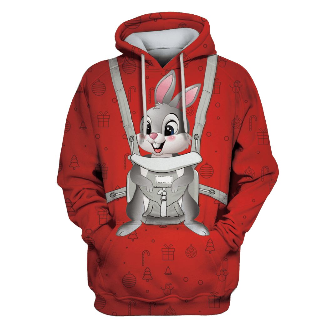 Rabbit in christmas day Custom T-shirt - Hoodies Apparel HD-PET110246 3D Custom Fleece Hoodies Hoodie S 