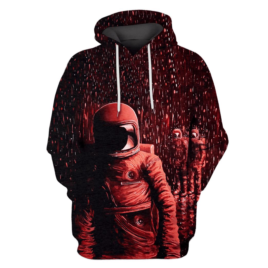 Red Astronauts OuterSpace Custom T-shirt - Hoodies Apparel GH110262 3D Custom Fleece Hoodies Hoodie S 