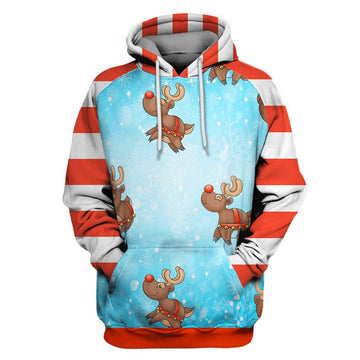 Reindeer Christmas Elk Custom T-shirt - Hoodies Apparel HD-UGL110176 3D Custom Fleece Hoodies Hoodie S 