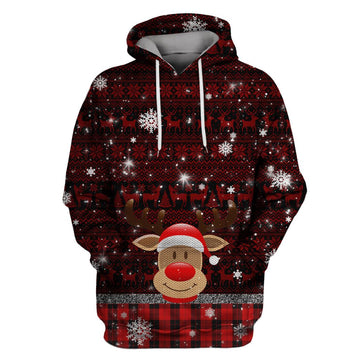 Reindeer with christmas day Custom T-shirt - Hoodies Apparel MV110580 3D Custom Fleece Hoodies Hoodie S 