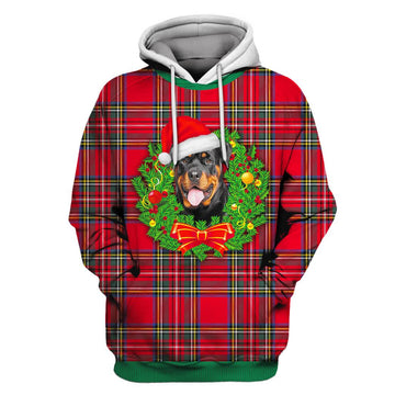 Gearhumans Rottweiler On Christmas Custom T-shirt - Hoodies Apparel