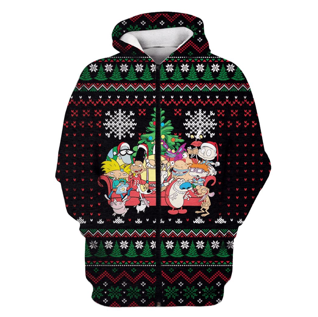 Rugrats Merry Christmas Custom T-shirt - Hoodies Apparel HD-UGL110211 3D Custom Fleece Hoodies Zip Hoodie S 