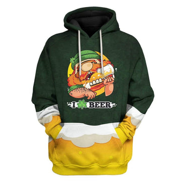 Saint Patrick's Day I Love Beer Custom T-Shirts Hoodies Apparel DK-DT1601205 3D Custom Fleece Hoodies Hoodie S 