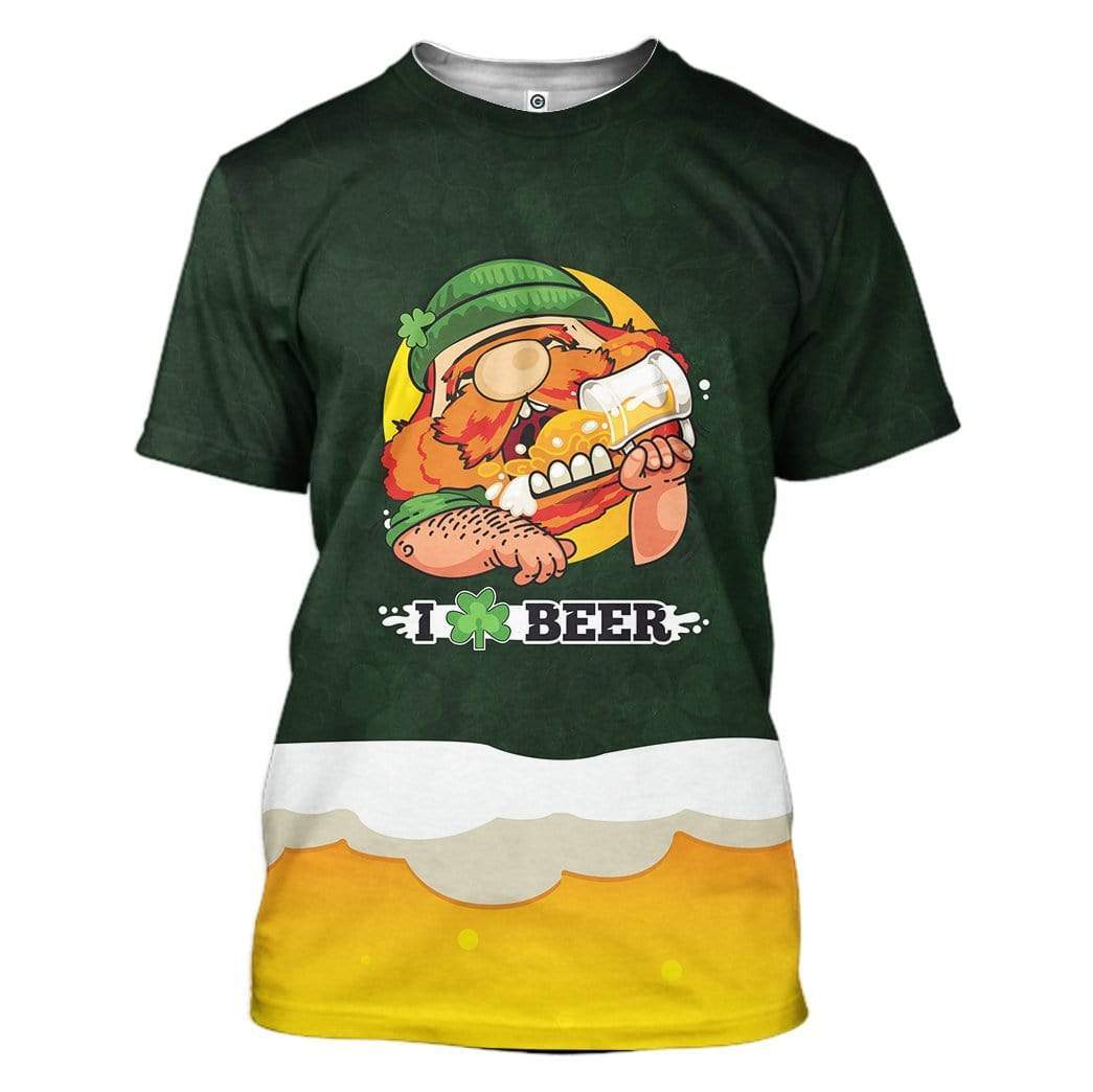 Saint Patrick's Day I Love Beer Custom T-Shirts Hoodies Apparel DK-DT1601205 3D Custom Fleece Hoodies T-Shirt S 