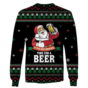 Santa Claus Drinking Beer Custom T-shirt - Hoodies Apparel HD-UGL110200 3D Custom Fleece Hoodies 