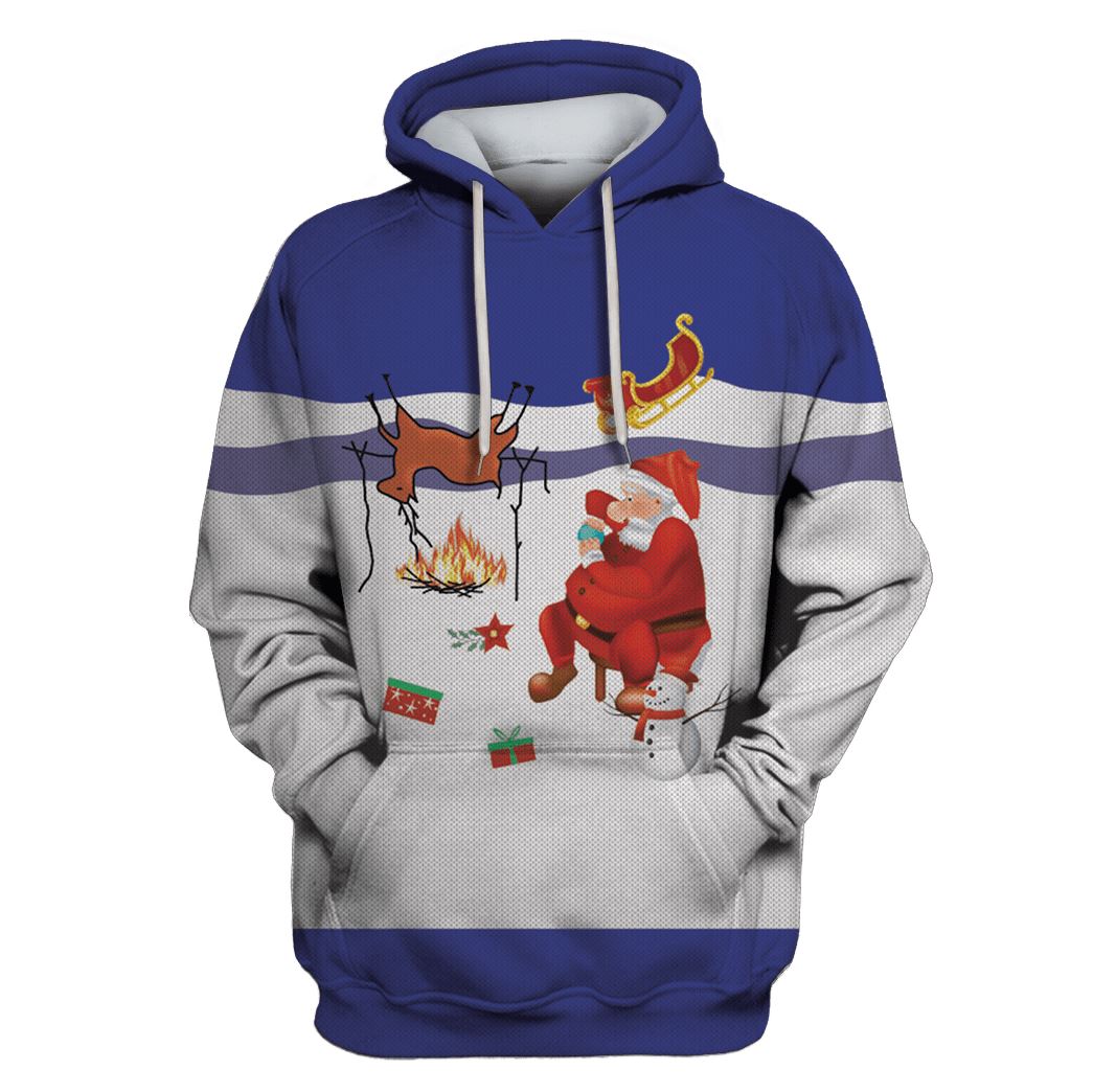 santa claus in the christmas day Custom T-shirt - Hoodies Apparel HD-UGL110144 3D Custom Fleece Hoodies Hoodie S 