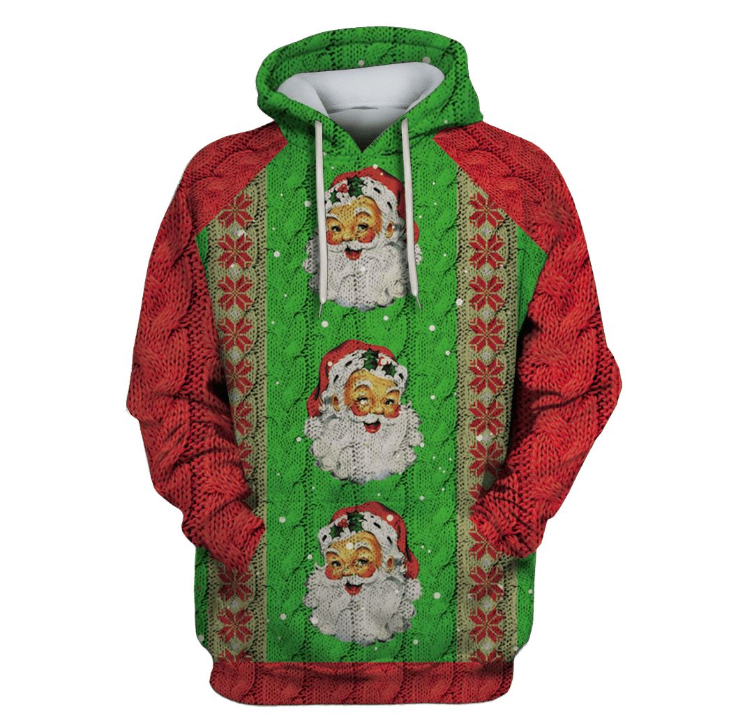 Santa Claus Merry Christmas Custom T-shirt - Hoodies Apparel HD-UGL110192 3D Custom Fleece Hoodies Hoodie S 