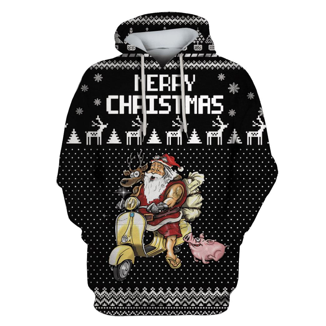 Santa Claus Merry Christmas Custom T-shirt - Hoodies Apparel HD-UGL110205 3D Custom Fleece Hoodies Hoodie S 