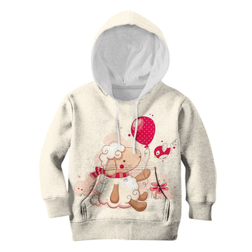 Sheep Giving Balloon To Bird Custom Hoodies T-shirt Apparel HD-PET110344K kid 3D apparel Kid Hoodie S/6-8 
