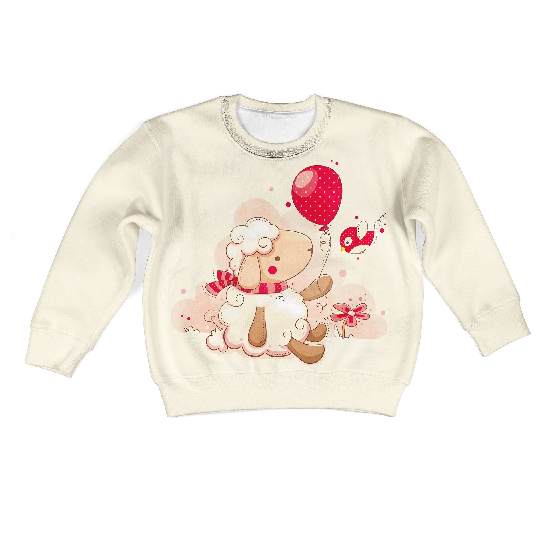 Sheep Giving Balloon To Bird Custom Hoodies T-shirt Apparel HD-PET110344K kid 3D apparel Kid Sweatshirt S/6-8 