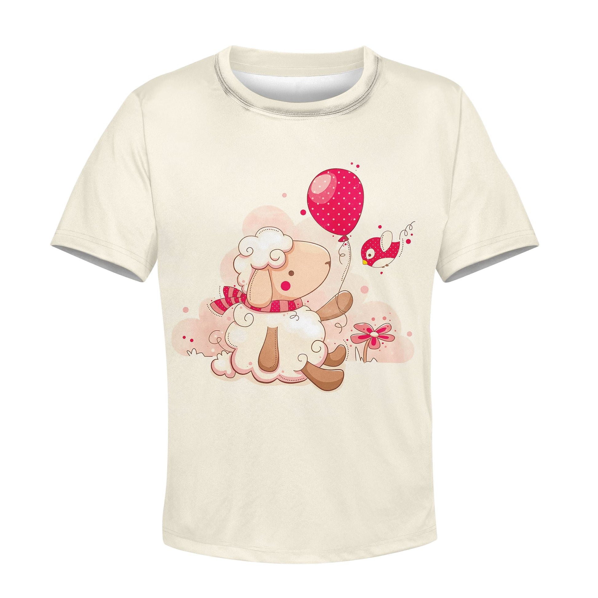 Sheep Giving Balloon To Bird Custom Hoodies T-shirt Apparel HD-PET110344K kid 3D apparel Kid T-Shirt XS 