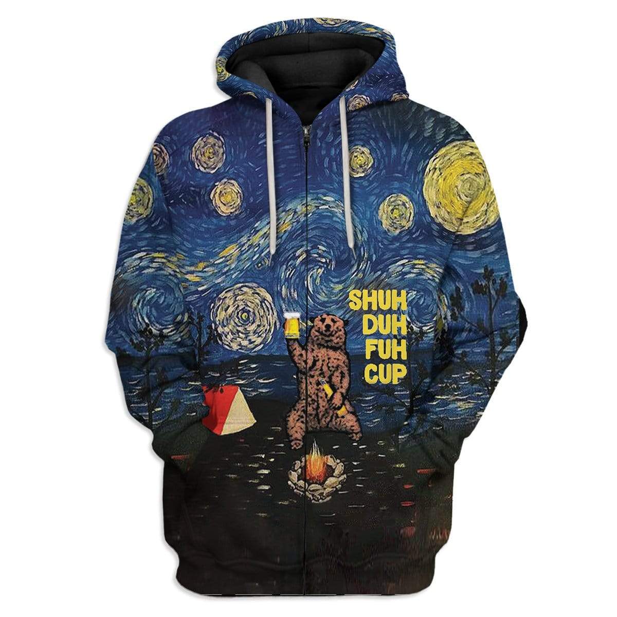 Shuh Duh Fuh Cup Starry Night Camping Custom T-Shirts Hoodies Apparel CP-DT0802205 3D Custom Fleece Hoodies Zip Hoodie S 