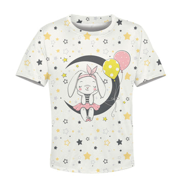 Sitting on the moon with balloon Kid Custom Hoodies T-shirt Apparel HD-PET110267K kid 3D apparel Kid T-Shirt XS 