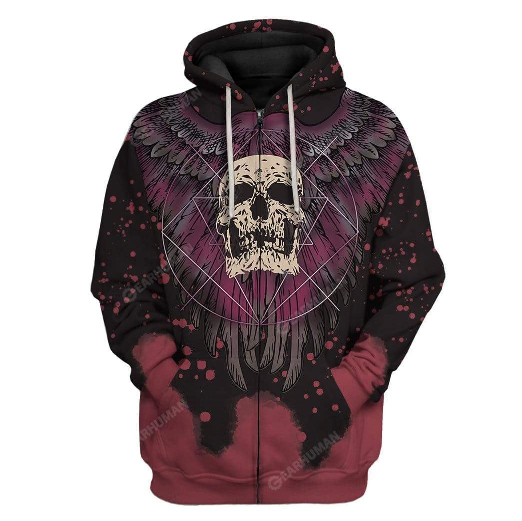 Skull Tattoo T-Shirts Hoodies Apparel BI-QM0412191 3D Custom Fleece Hoodies Zip Hoodie S 