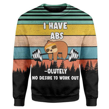 Gearhumans Sloth Absolutely No Desire To Work Out Custom T-Shirts Hoodies Apparel