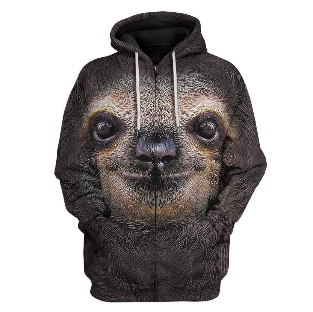 Sloth Custom T-Shirts Hoodies Apparel HD-QM1401202 3D Custom Fleece Hoodies Zip Hoodie S 