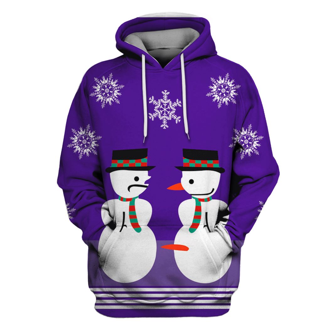 Snow Man On Christmas Custom Hoodie HD-UGL110130 3D Custom Fleece Hoodies Hoodie S 