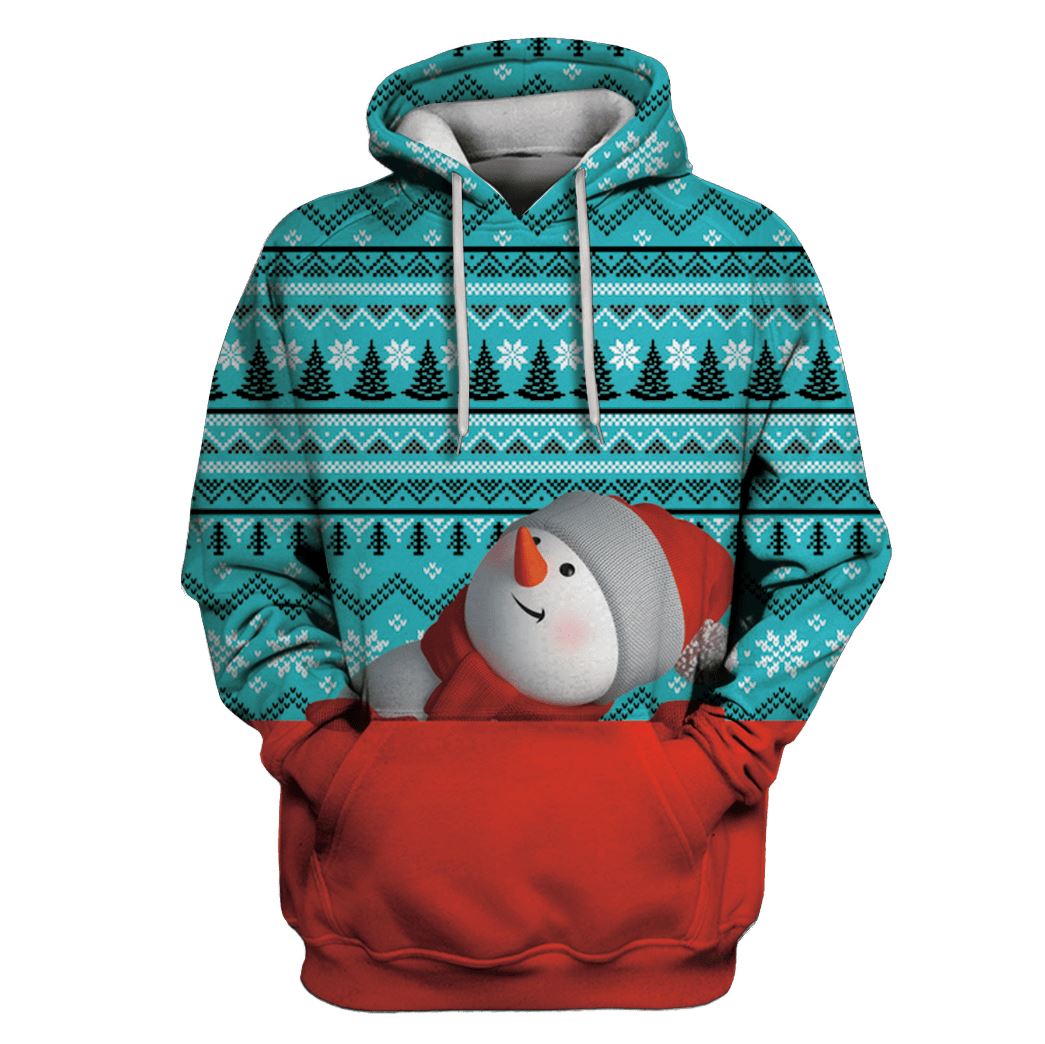 Snowman On Christmas Custom T-shirt - Hoodies Apparel HD-UGL110182 3D Custom Fleece Hoodies Hoodie S 