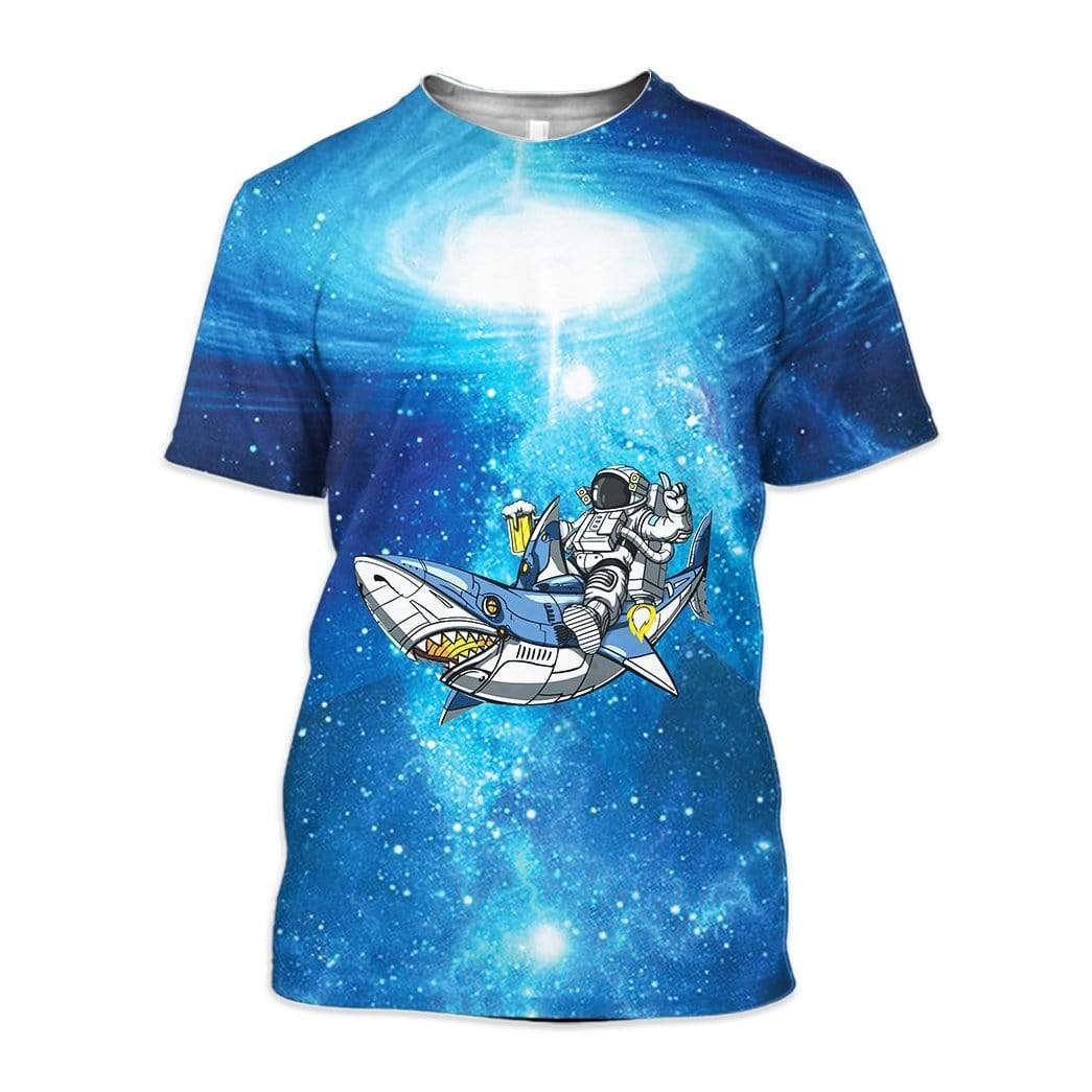Space Astronaut Riding Shark Custom T-Shirts Hoodies Apparel GL-DT1112191 3D Custom Fleece Hoodies T-Shirt S 
