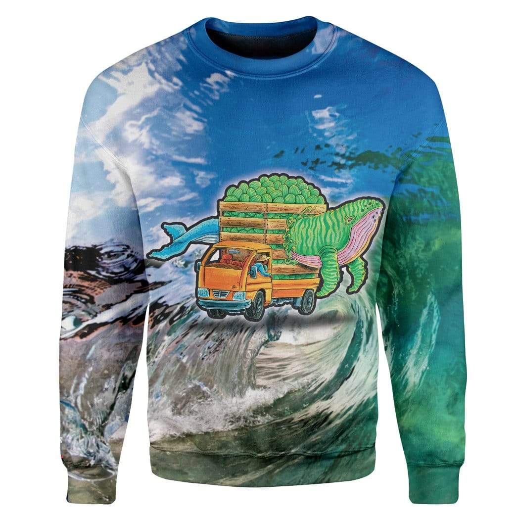 Spirit Whale And Watermelon Truck Hoodie T-Shirts Apparel HD-AT1101203 3D Custom Fleece Hoodies Long Sleeve S 