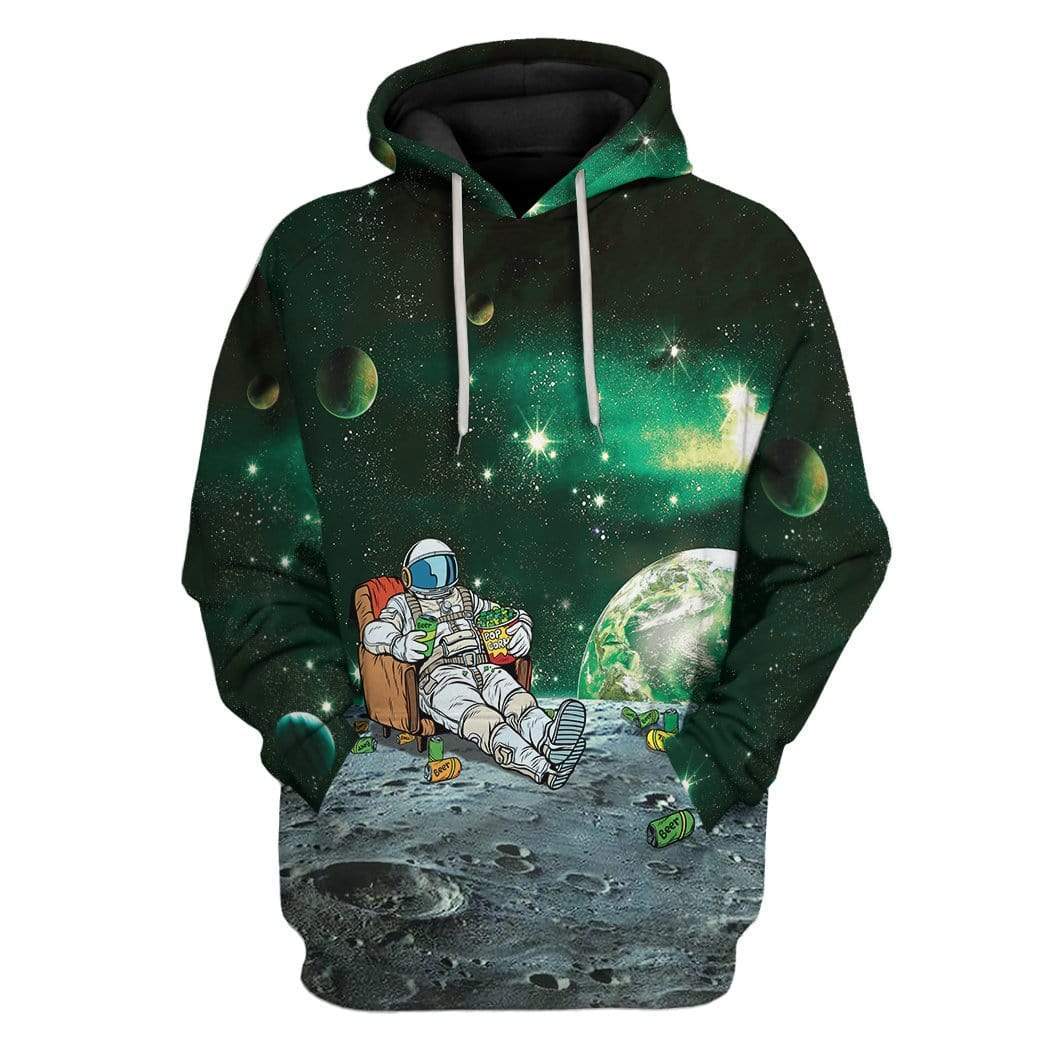 St Patrick's Day Astronaut Drinking Beer Custom T-Shirts Hoodie Apparel DK-DT0402206 3D Custom Fleece Hoodies Hoodie S 