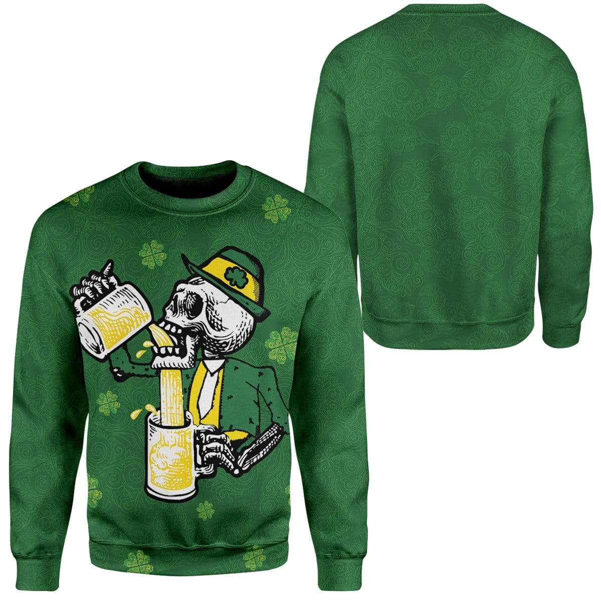 St Patrick's Day Drunk Skull Custom T-Shirts Hoodies Apparel SK-DT0302201 3D Custom Fleece Hoodies 