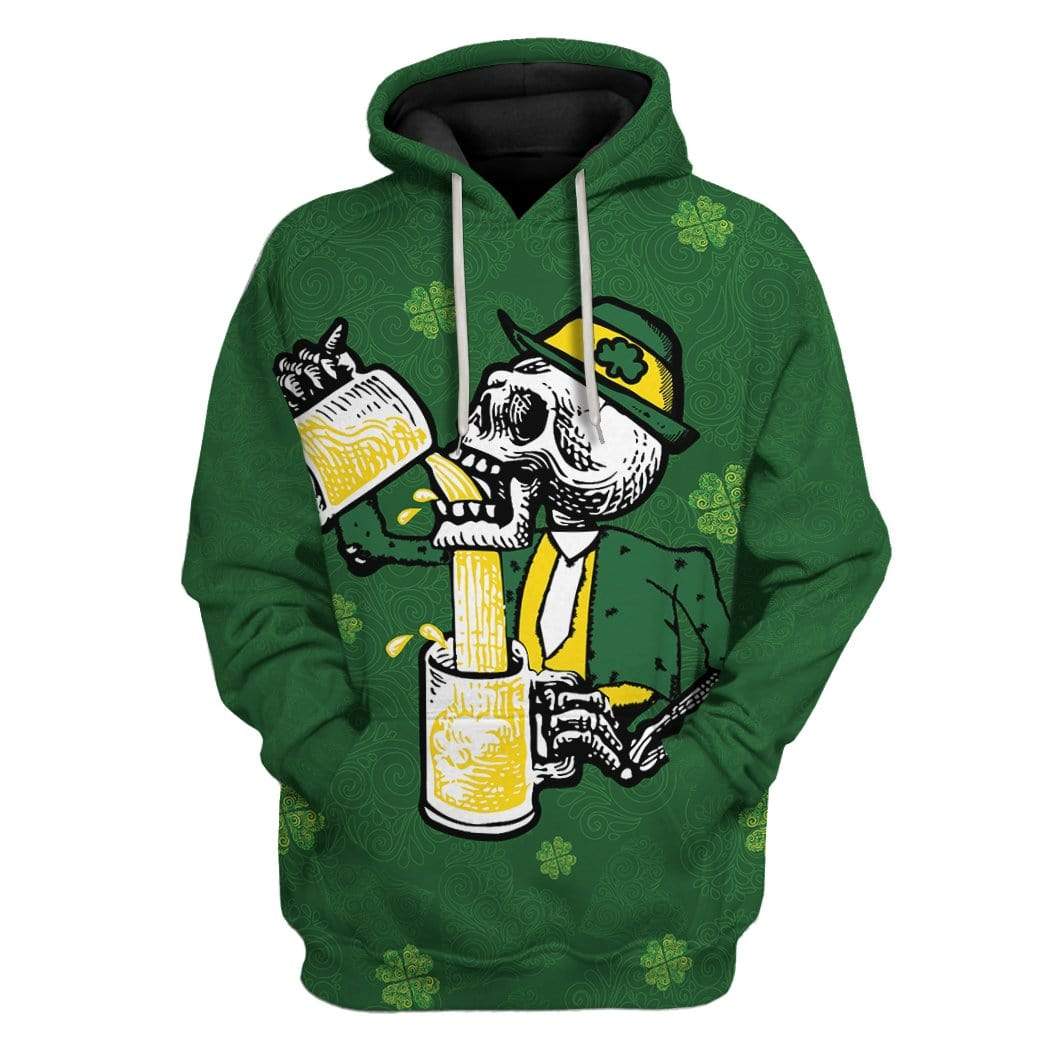 St Patrick's Day Drunk Skull Custom T-Shirts Hoodies Apparel SK-DT0302201 3D Custom Fleece Hoodies Hoodie S 