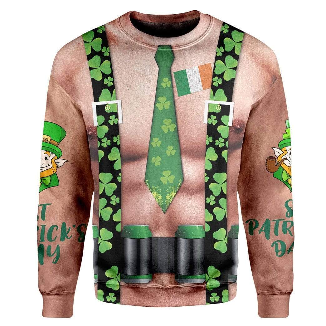 St. Patrick's Day Men Funny Ugly Custom T-Shirts Hoodies Apparel HD-AT3101203 3D Custom Fleece Hoodies Long Sleeve S 