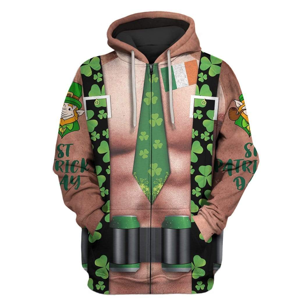 St. Patrick's Day Men Funny Ugly Custom T-Shirts Hoodies Apparel HD-AT3101203 3D Custom Fleece Hoodies Zip Hoodie S 