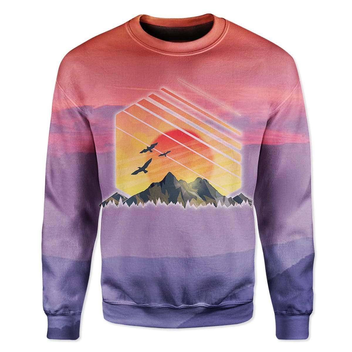 Sunset Mountain Custom T-Shirts Hoodies Apparel HD-AT3001203 3D Custom Fleece Hoodies Long Sleeve S 