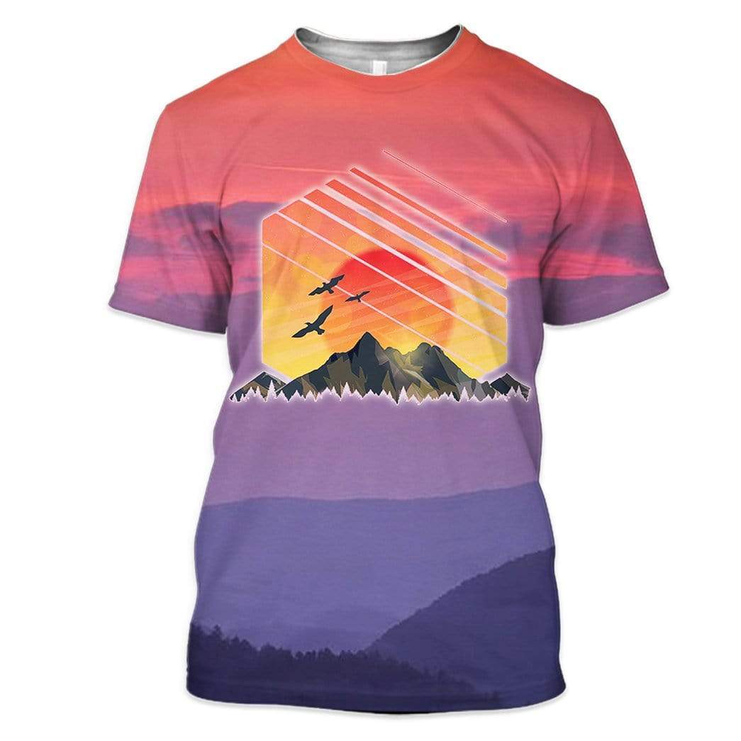 Sunset Mountain Custom T-Shirts Hoodies Apparel HD-AT3001203 3D Custom Fleece Hoodies T-Shirt S 