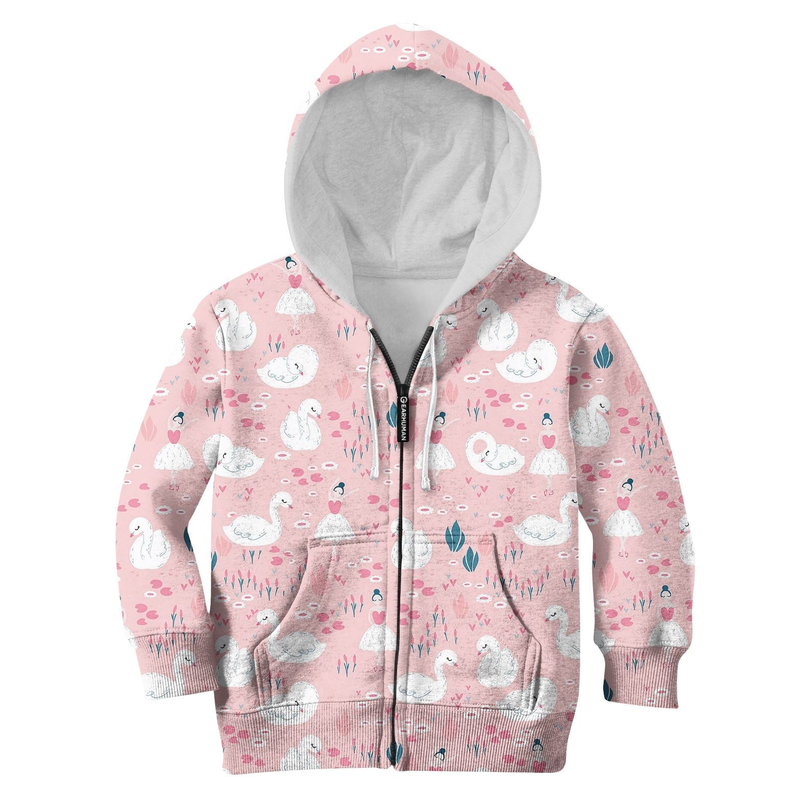 swans and little ballet dancers Kid Custom Hoodies T-shirt Apparel HD-PET110334K kid 3D apparel Kid Zip Hoodie S/6-8 