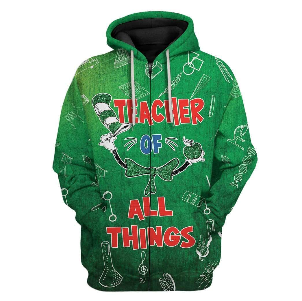 Teacher Of All Things St Patrick's Day Custom T-Shirts Hoodies Apparel MV-DT0102204 3D Custom Fleece Hoodies Zip Hoodie S 