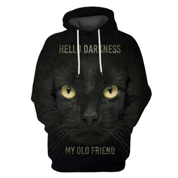 Gearhumans The Cat Hello Darkness My Old Friend Hoodies - T-Shirts Apparel