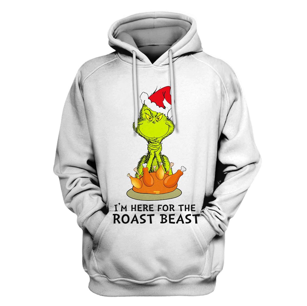 The Grinch I'm Here For The Roast Beast Custom T-shirt - Hoodies Apparel HD-MV110647 3D Custom Fleece Hoodies Hoodie S 