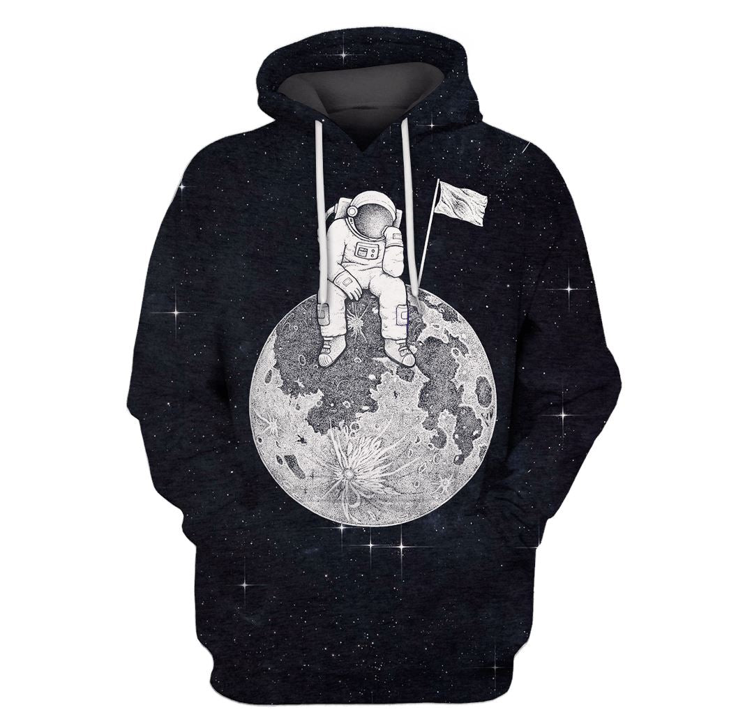 The Lonely Astronut OuterSpace Custom T-shirt - Hoodies Apparel GH110335 3D Custom Fleece Hoodies Hoodie S 