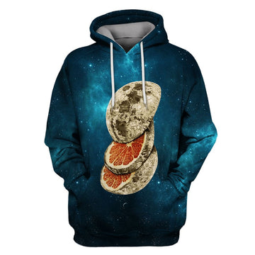 The Moon in the Galaxy Background Custom T-shirt - Hoodies Apparel GH110236 3D Custom Fleece Hoodies Hoodie S 
