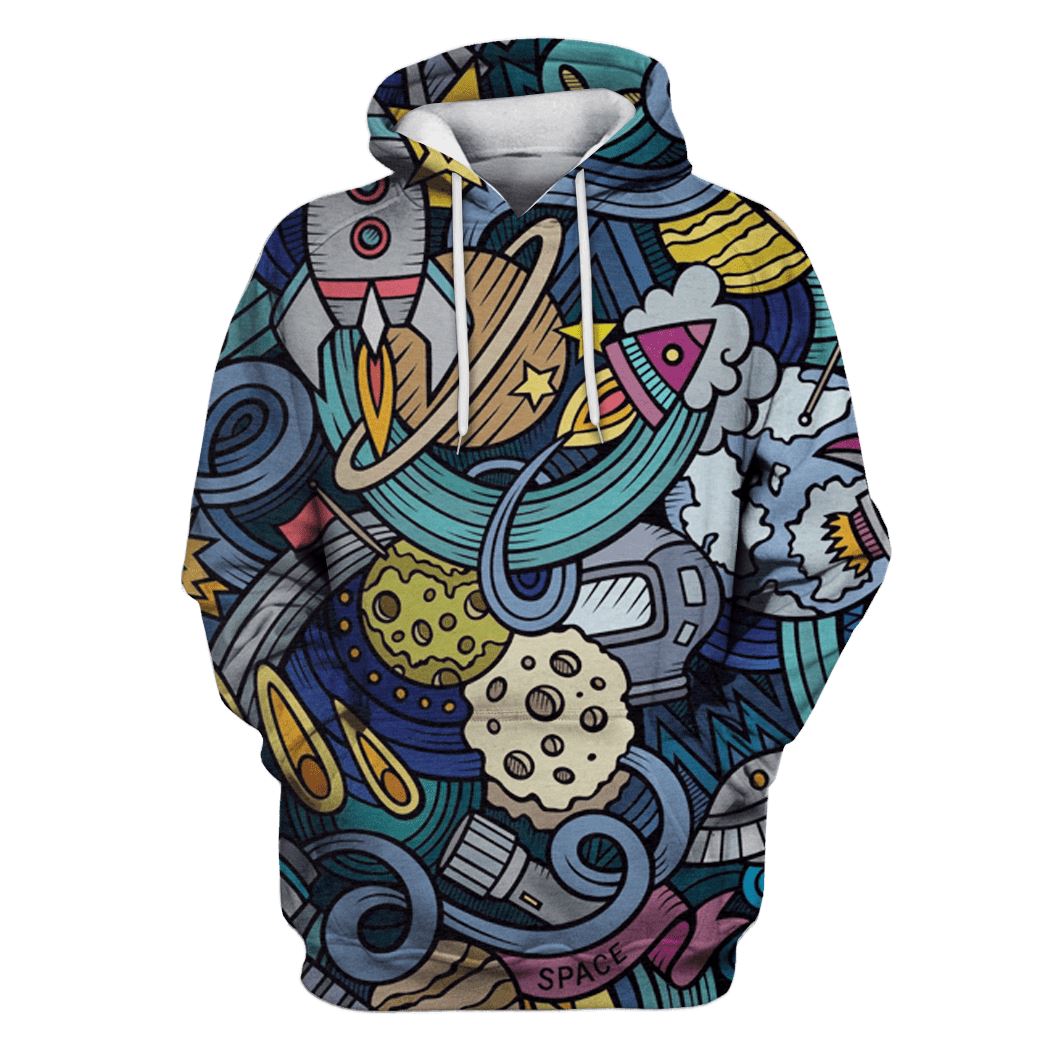 The Space with many planets Custom T-shirt - Hoodies Apparel HD-GH110288 3D Custom Fleece Hoodies Hoodie S 