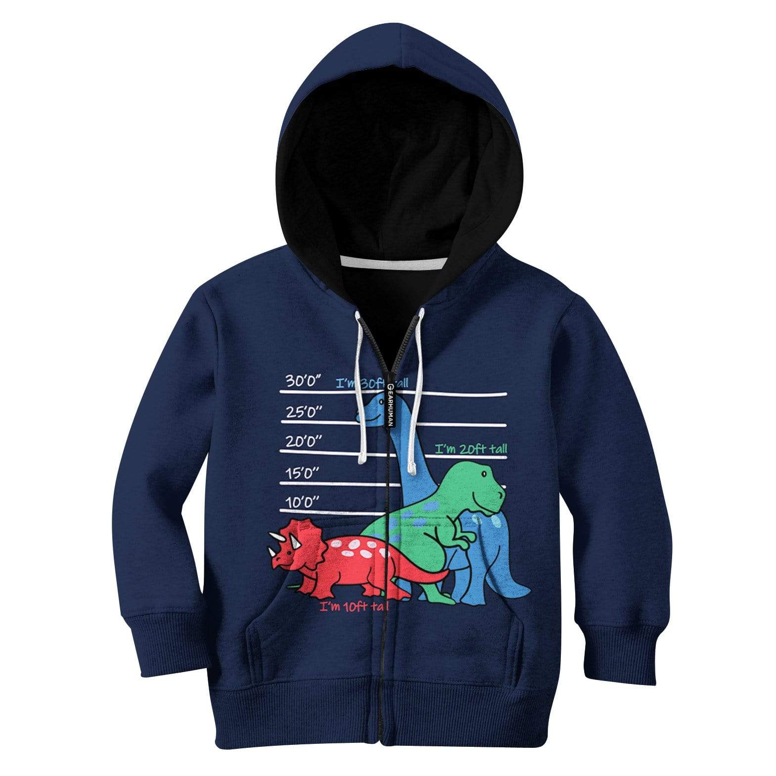 Three Dinosaurs Custom Hoodies T-shirt Apparel HD-GH1106123K kid 3D apparel Kid Zip Hoodie S/6-8 