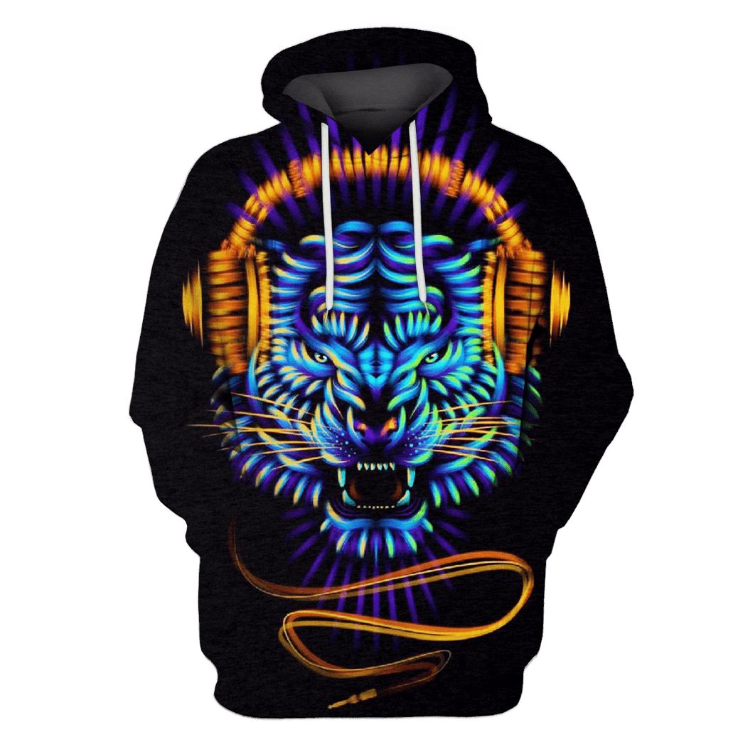 Tiger Earphone Hoodies - T-Shirts Apparel PET110179 3D Custom Fleece Hoodies Hoodie S 