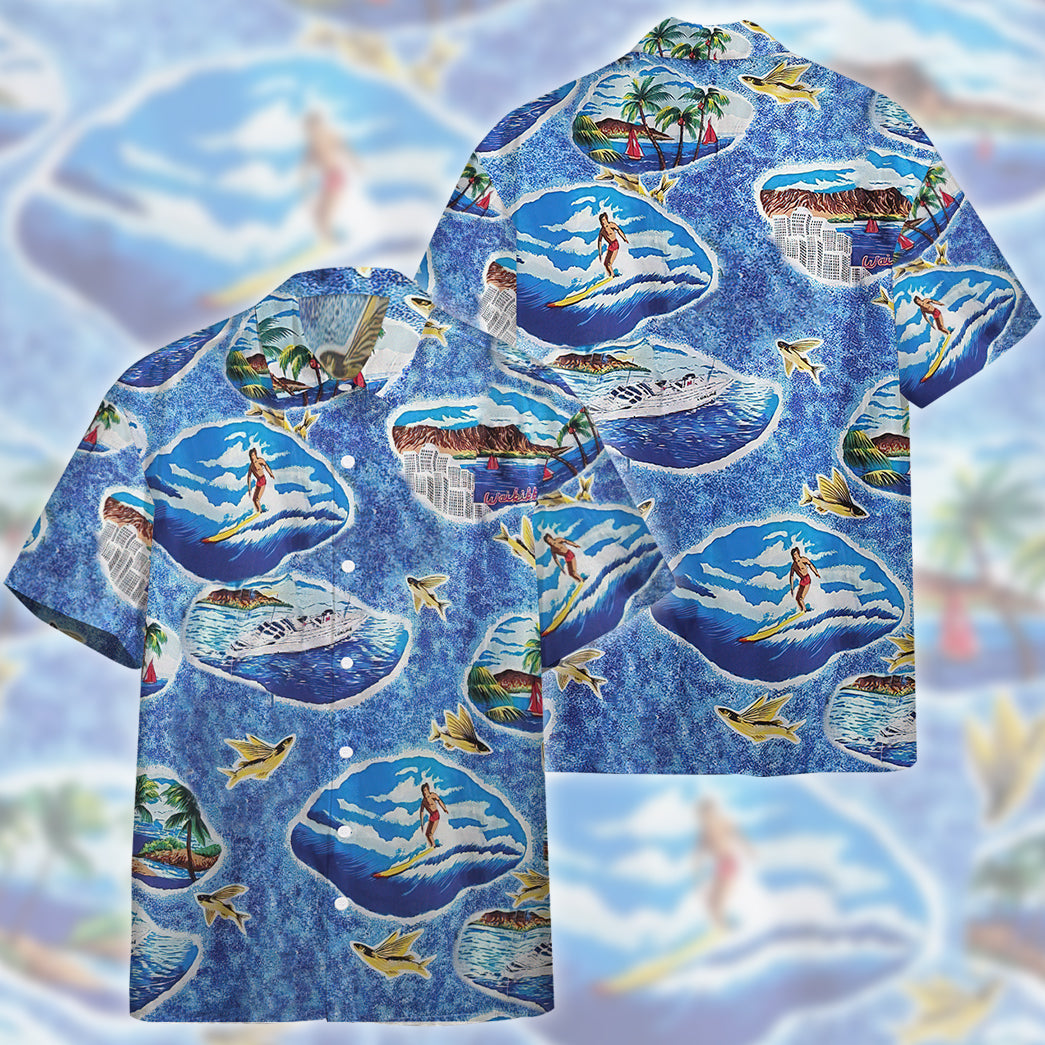 Hula Girl Uzi Gun Hawaiian Shirt - RaraPrints