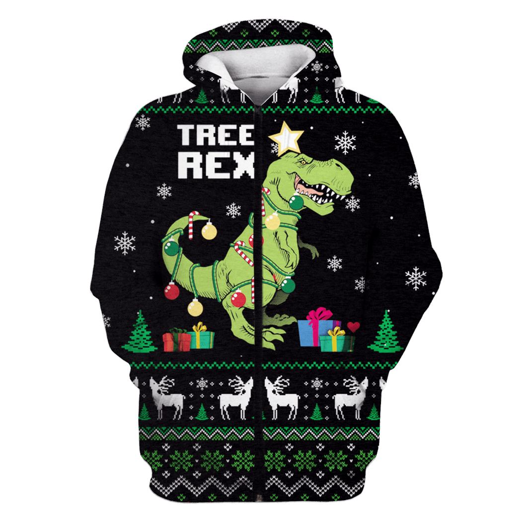 Tree Rex Custom T-shirt - Hoodies Apparel HD-UGL110194 3D Custom Fleece Hoodies Zip Hoodie S 