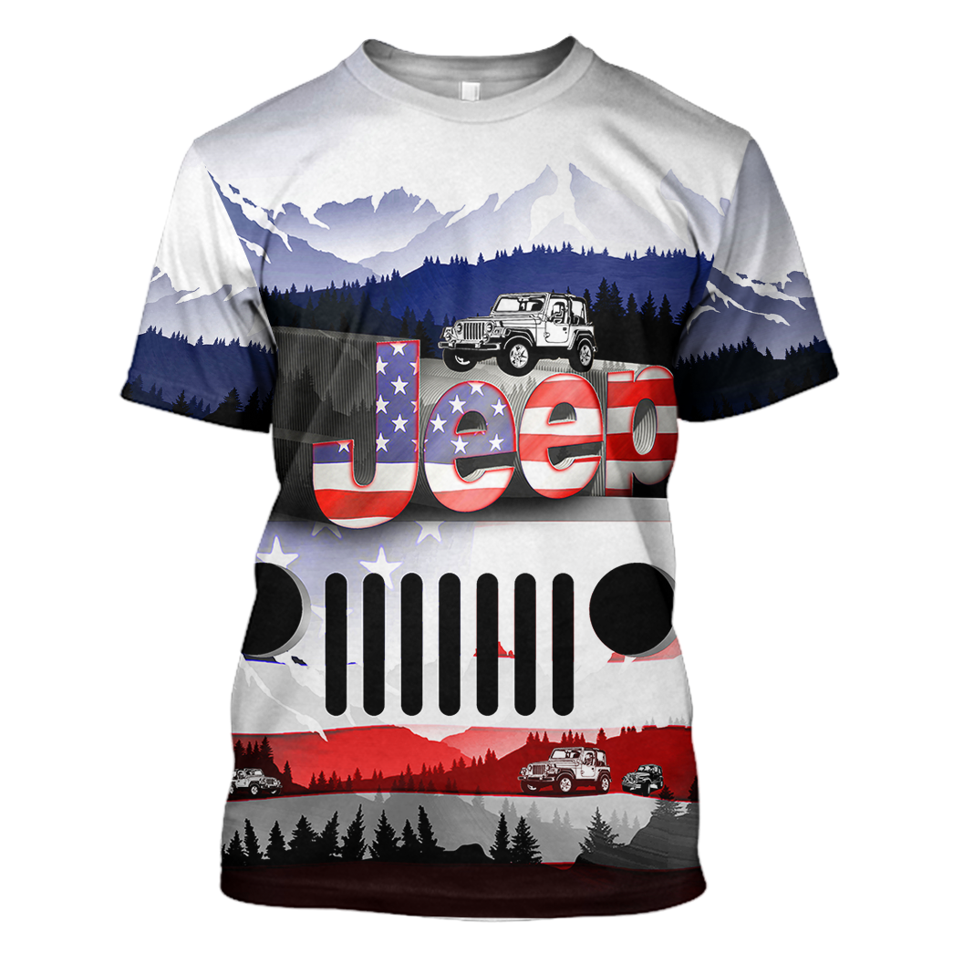 Gearhumans 3D Jeep American Flag Tshirt Hoodie Apparel