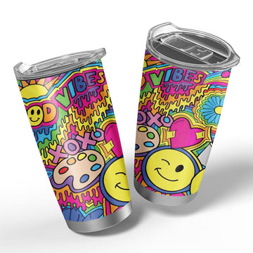 Gearhumans 3D Hippie Vibes Custom Glitter Tumbler