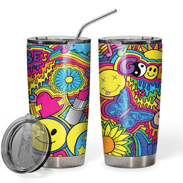 Gearhumans 3D Hippie Vibes Custom Glitter Tumbler