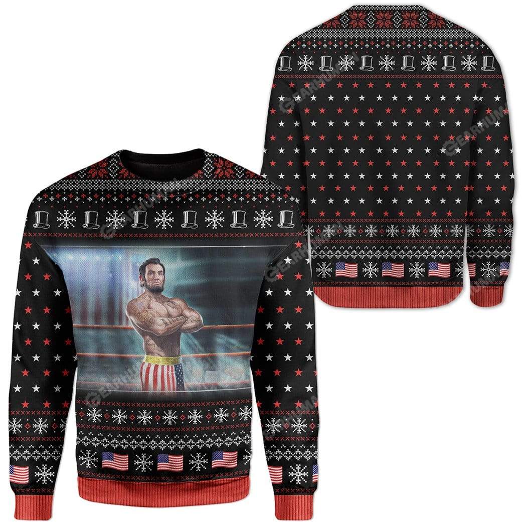 Ugly Abraham Lincoln Custom Sweater Apparel HD-AT20111909 Ugly Christmas Sweater 