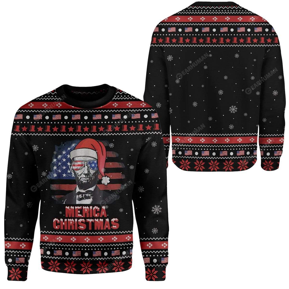 Ugly Abraham Lincoln Custom Sweater Apparel HD-DT14111905 Ugly Christmas Sweater 