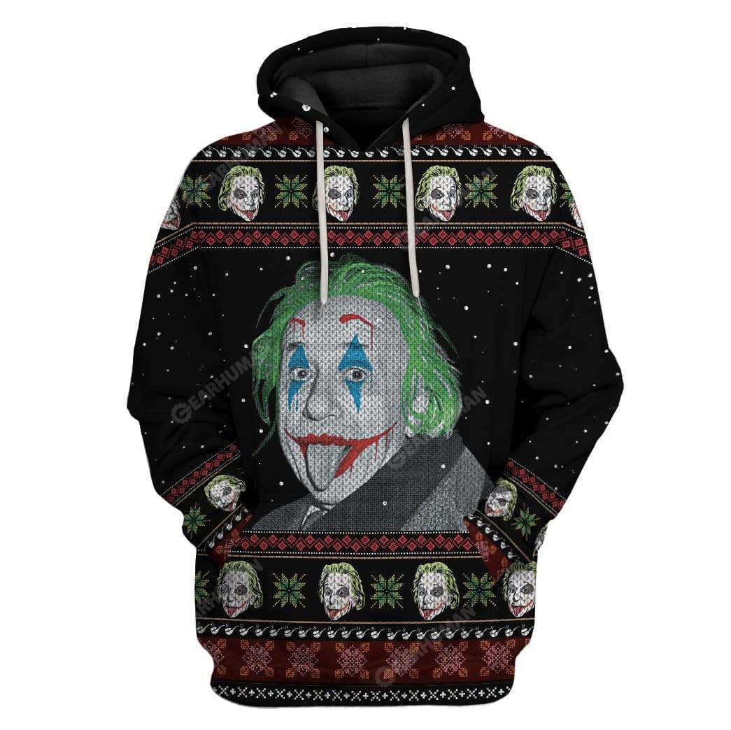 Ugly Albert Einstein Joker Custom T-shirt - Hoodies Apparel HD-AT14111909 3D Custom Fleece Hoodies Hoodie S 