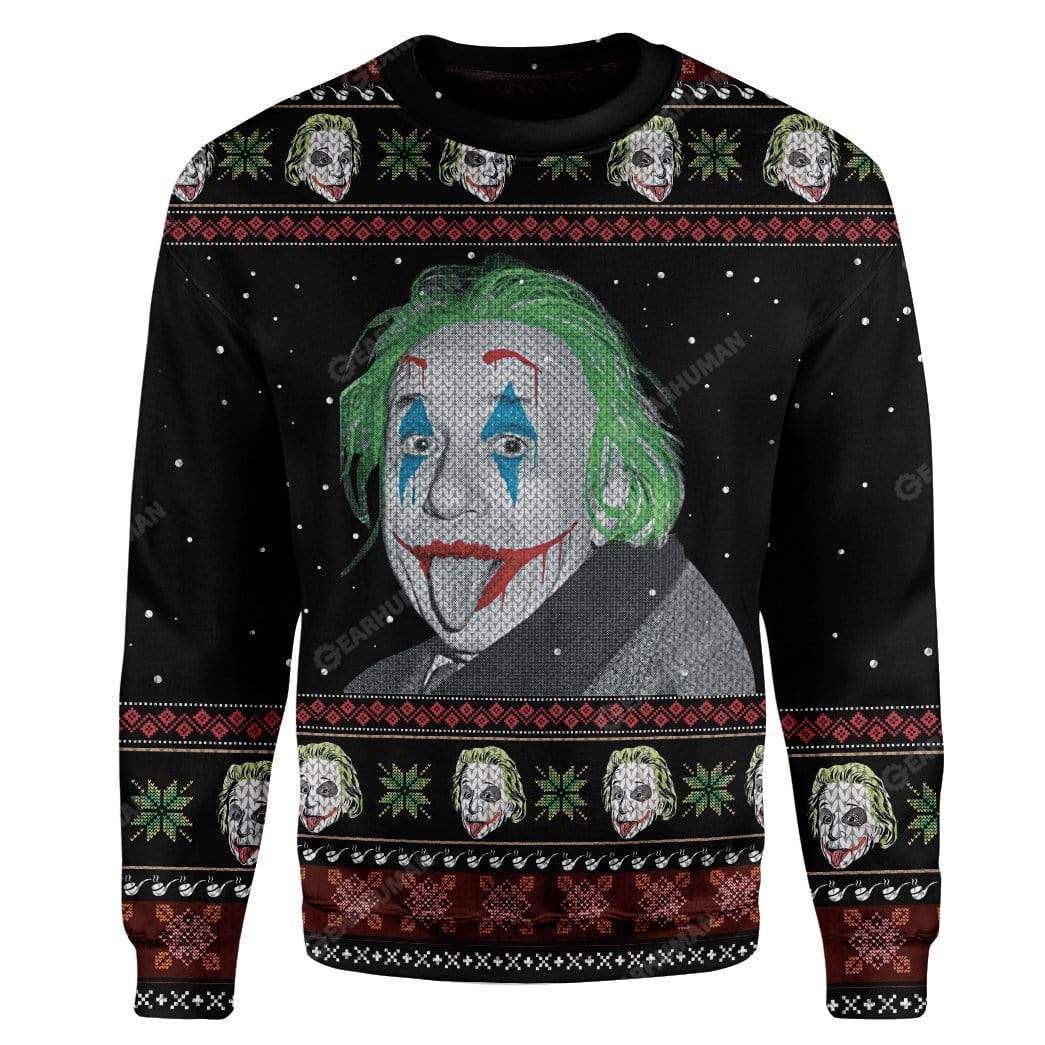 Ugly Albert Einstein Joker Custom T-shirt - Hoodies Apparel HD-AT14111909 3D Custom Fleece Hoodies Long Sleeve S 