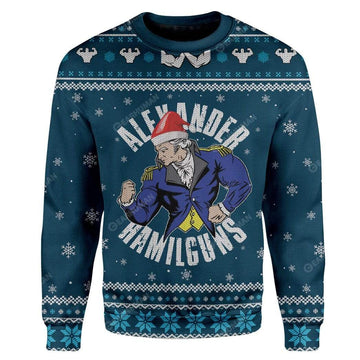 Ugly Alexander Hamilguns Custom Sweater Apparel HD-AT12111917 Ugly Christmas Sweater Long Sleeve S 